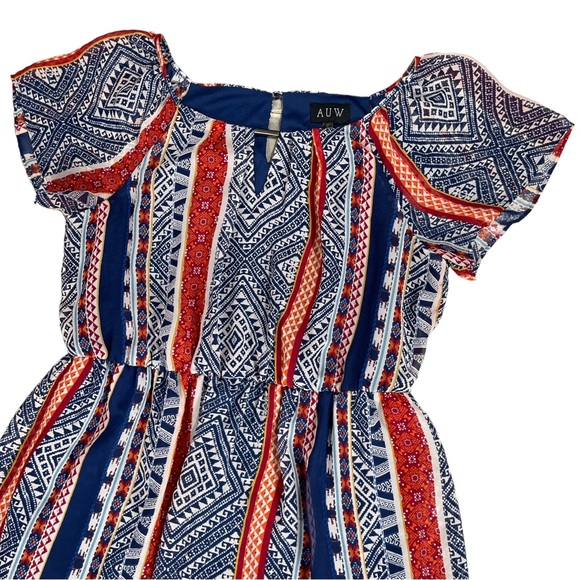 AUW size large red white & blue short sleeve attached slip, keyhole front & back - Picture 2 of 12